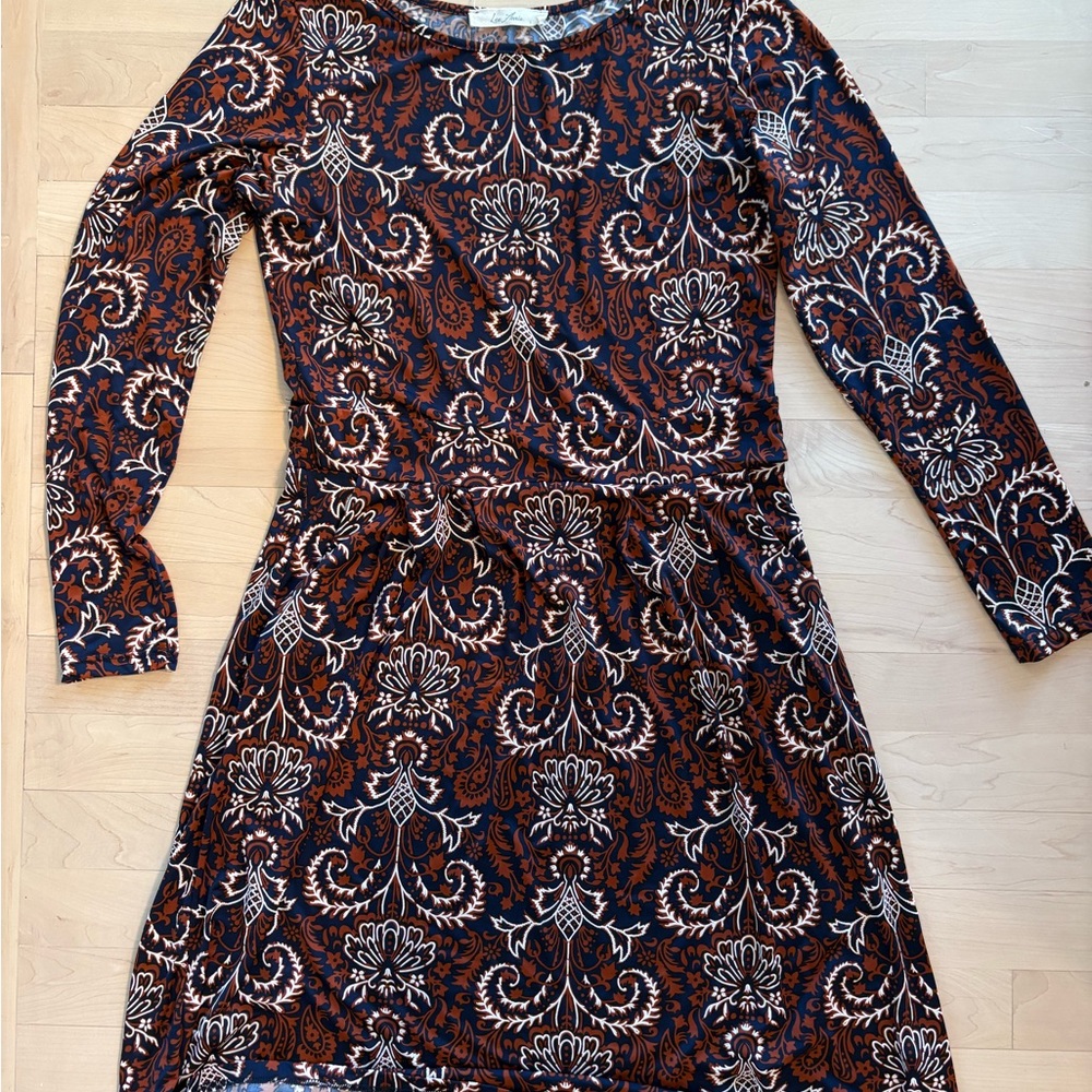 Chic Floral Long Sleeve Midi Dress